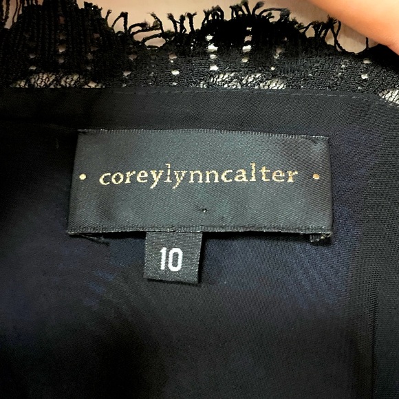 Corey Lynn Calter Black Navy Polka Dot Sleeveless Pocket Dress Lace Trim, Sz 10 - Picture 6 of 10